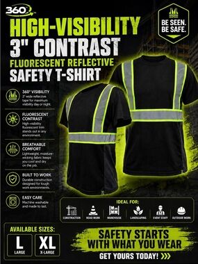 Titanium Threads 360 High-Visibility Contrast Reflective Safety T-Shirt, Size L